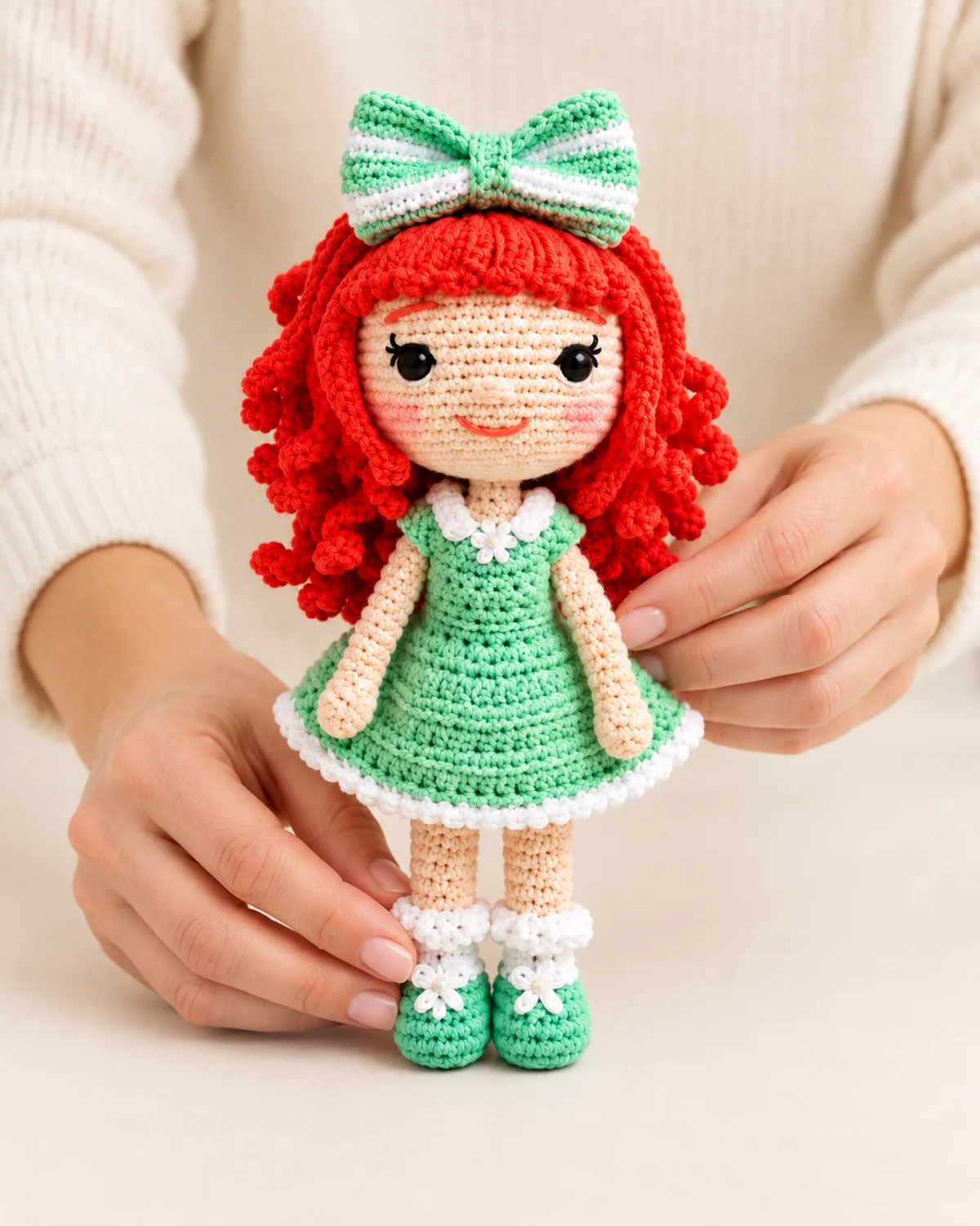 Red-Haired Doll with Bow, alternate view in use