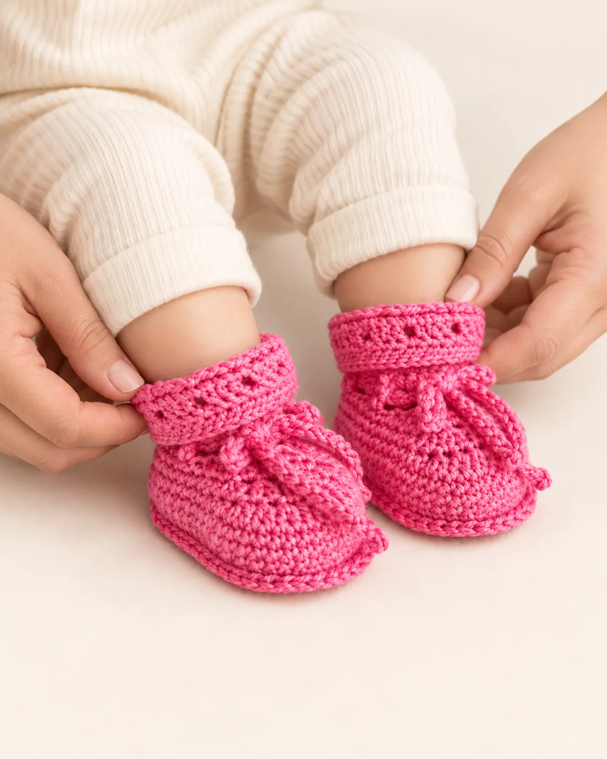 Baby Booties, front three-quarter view in use