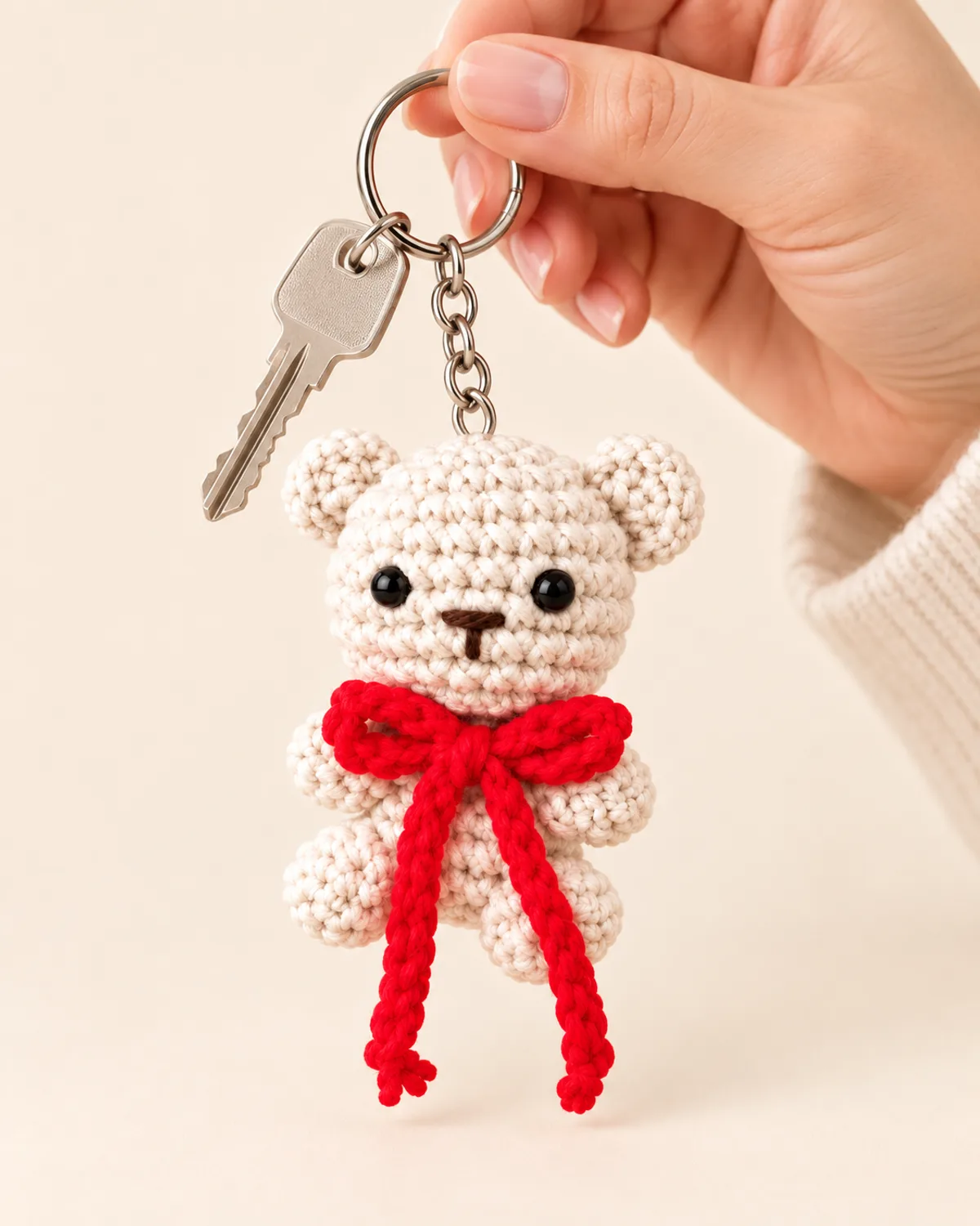 Teddy Bear Keychain, alternate view in use
