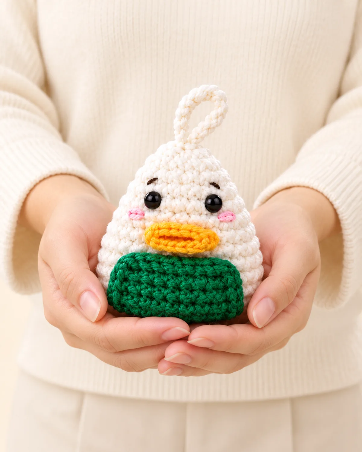 Kawaii Chick Onigiri, front three-quarter view in use
