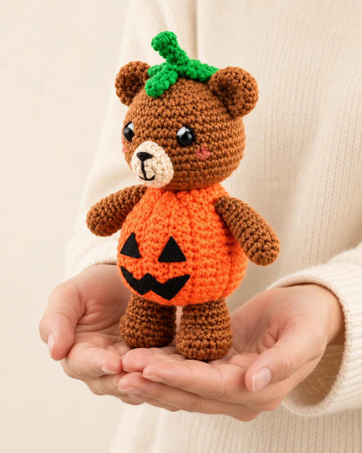 Bear in Pumpkin Costume, side three-quarter view in use