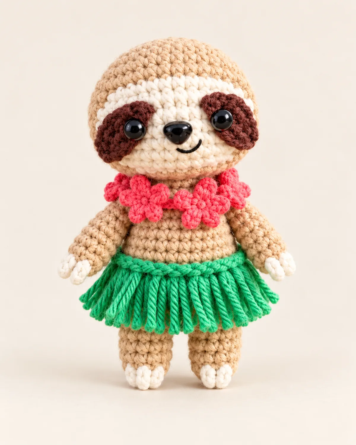 Tropical Sloth, finished product on a warm off-white background