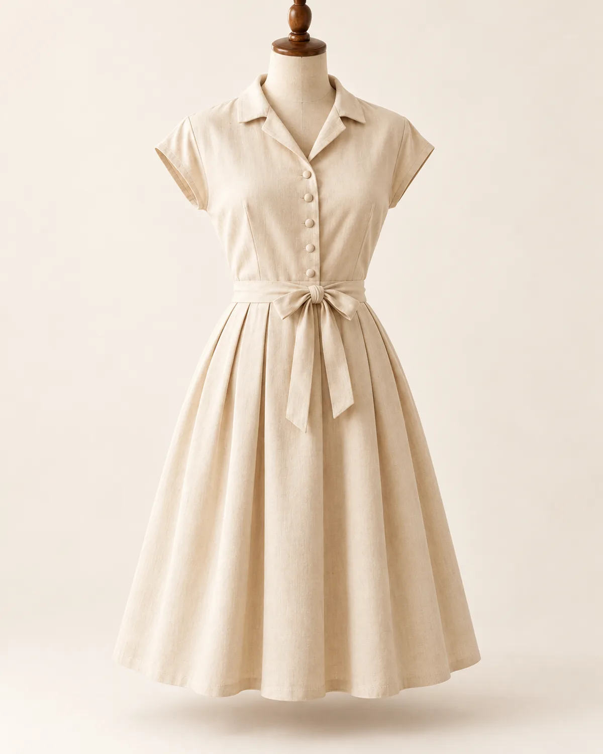 French Sleeve Dress, finished product on a warm off-white background