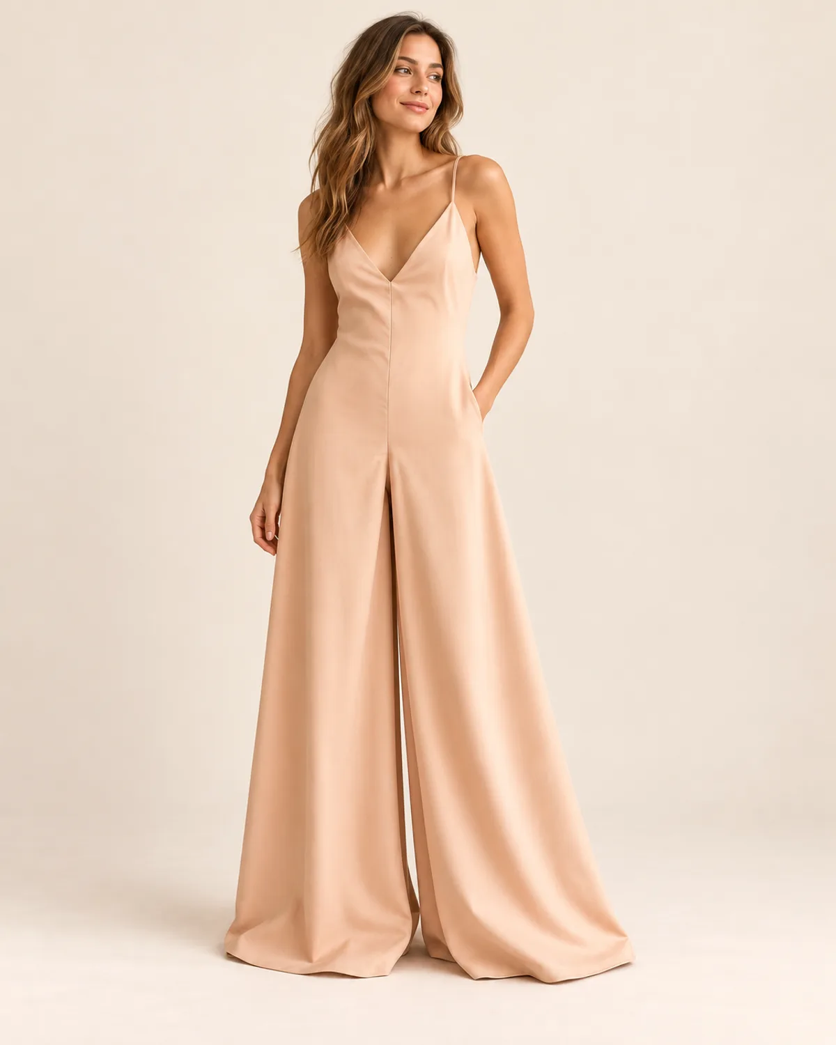Palazzo Jumpsuit, front three-quarter view in use