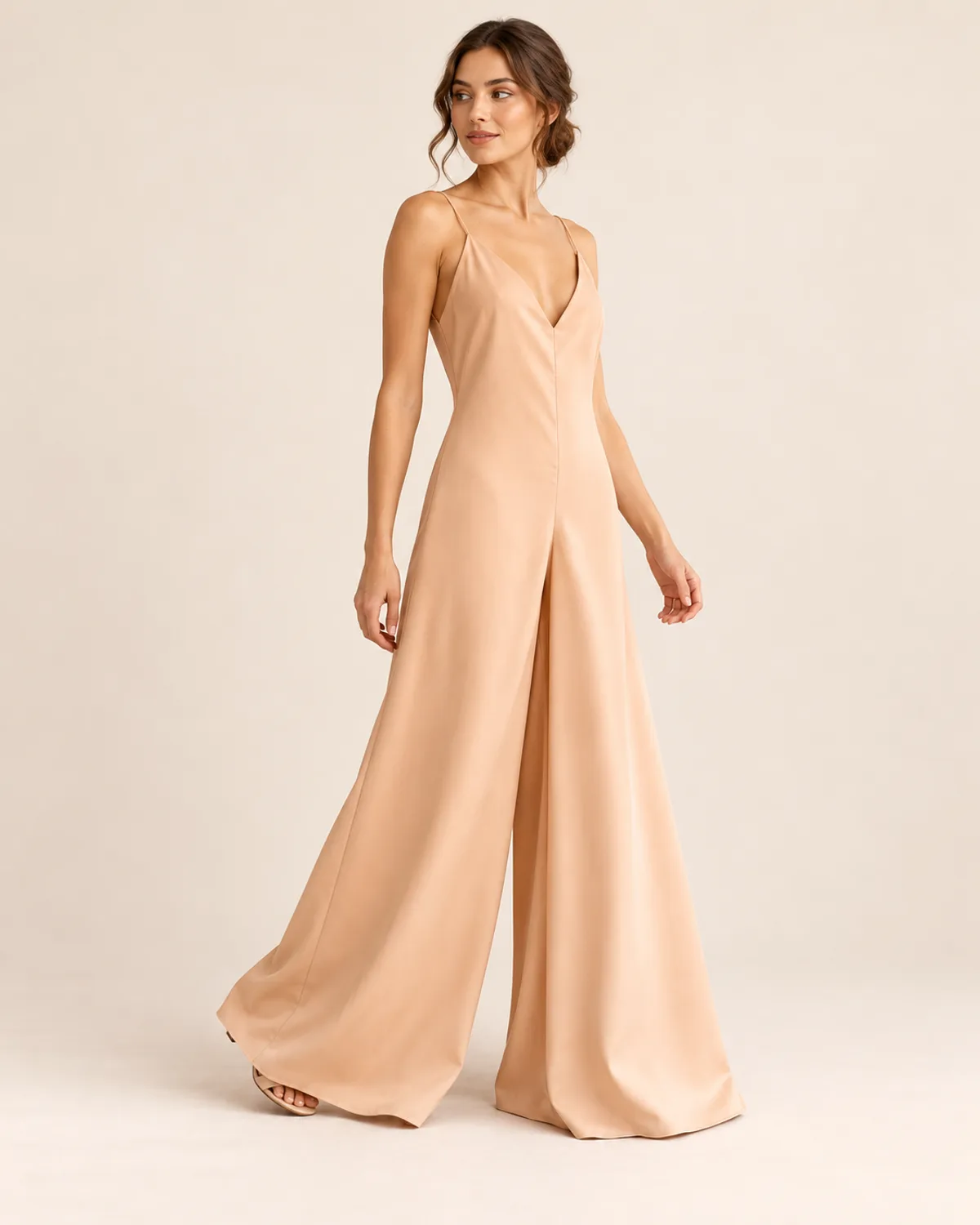 Palazzo Jumpsuit, side three-quarter view in use