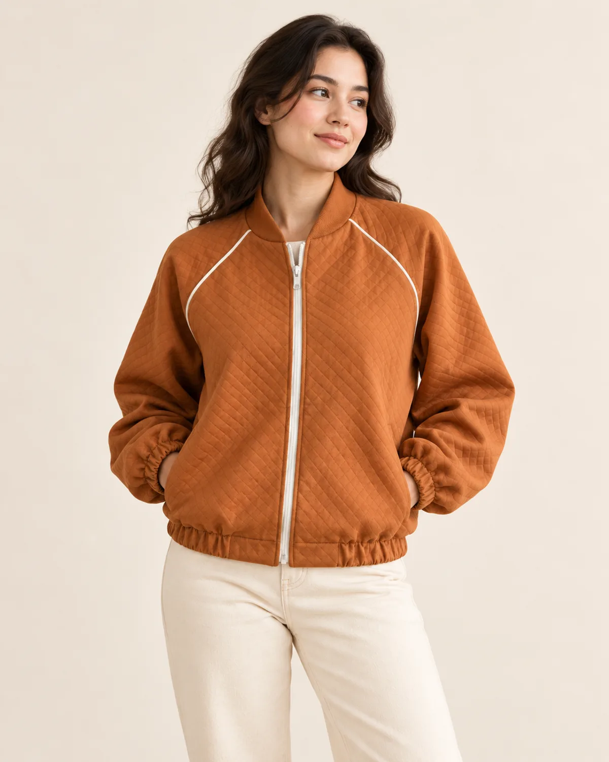 Raglan Bomber Jacket, front three-quarter view in use