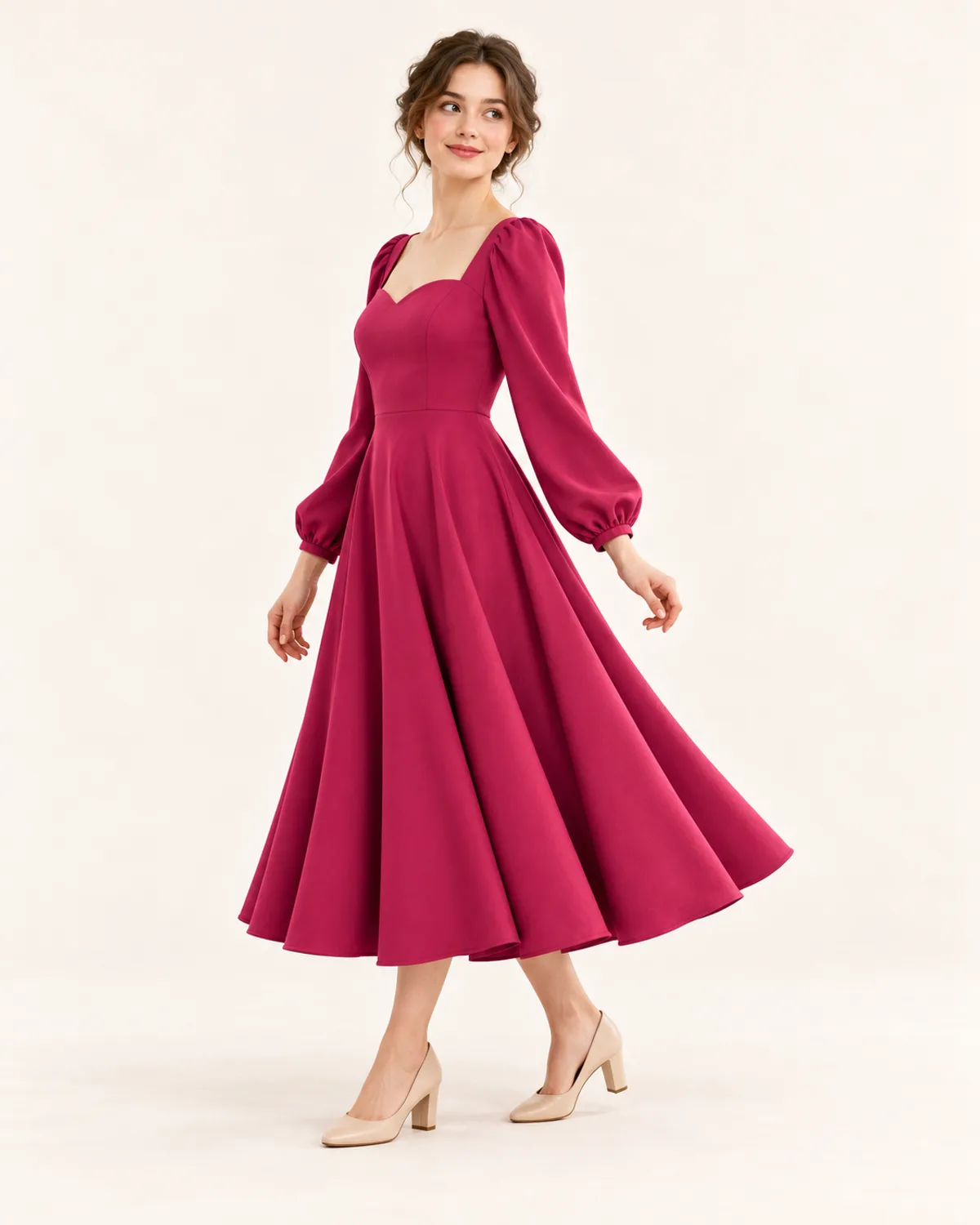 Sweetheart Dress, side three-quarter view in use