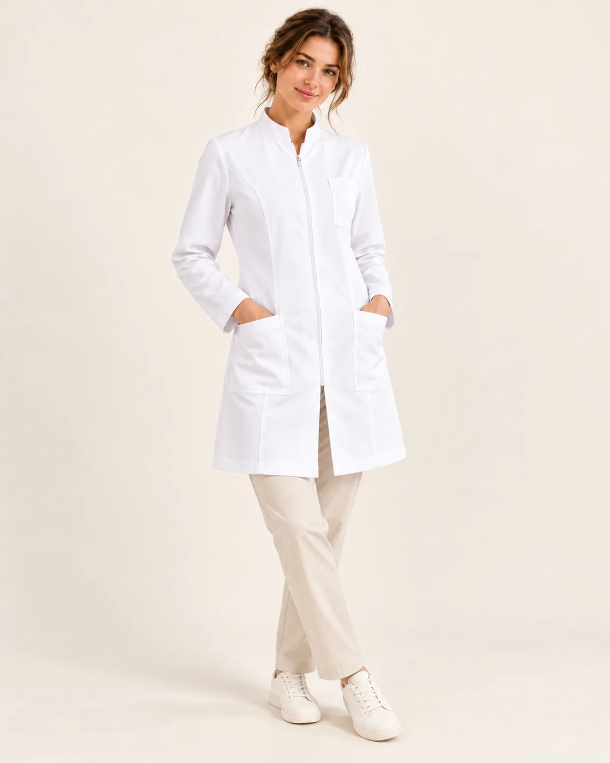 Lab Coat, front three-quarter view in use