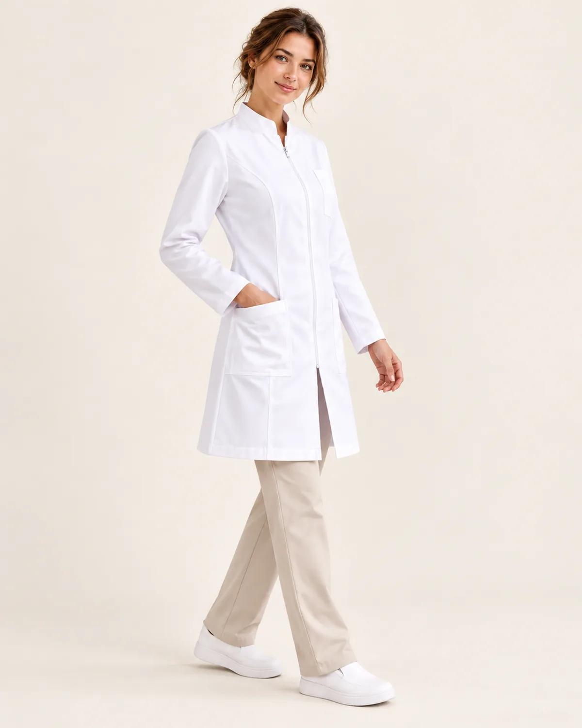 Lab Coat, side three-quarter view in use