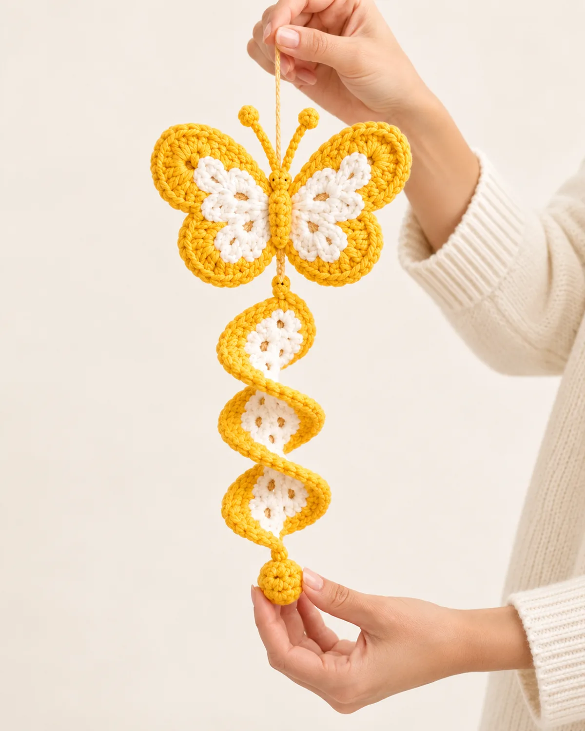 Butterfly Spiral Wind Spinner, alternate view in use