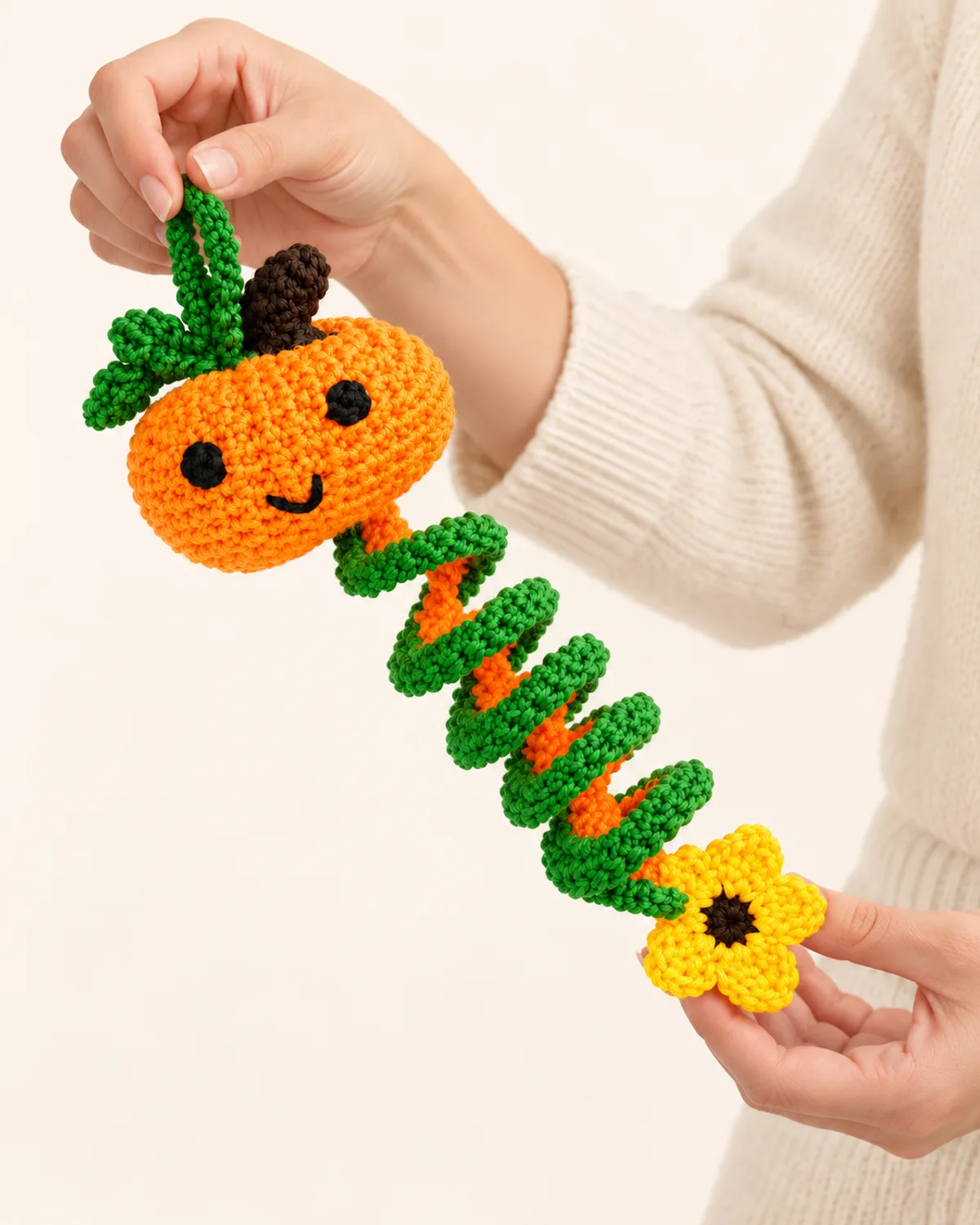 Pumpkin Spiral Wind Spinner, alternate view in use