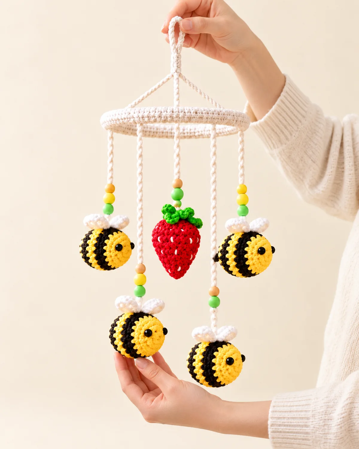 Honeybee Garden Hanging Mobile, alternate view in use